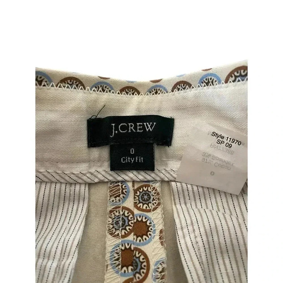 J. Crew Women's Cream City Fit printed Trouser Pants Size 0 - Picture 2 of 5